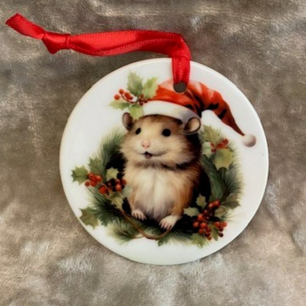 Ceramic Christmas Ornament - Christmas Mouse #2